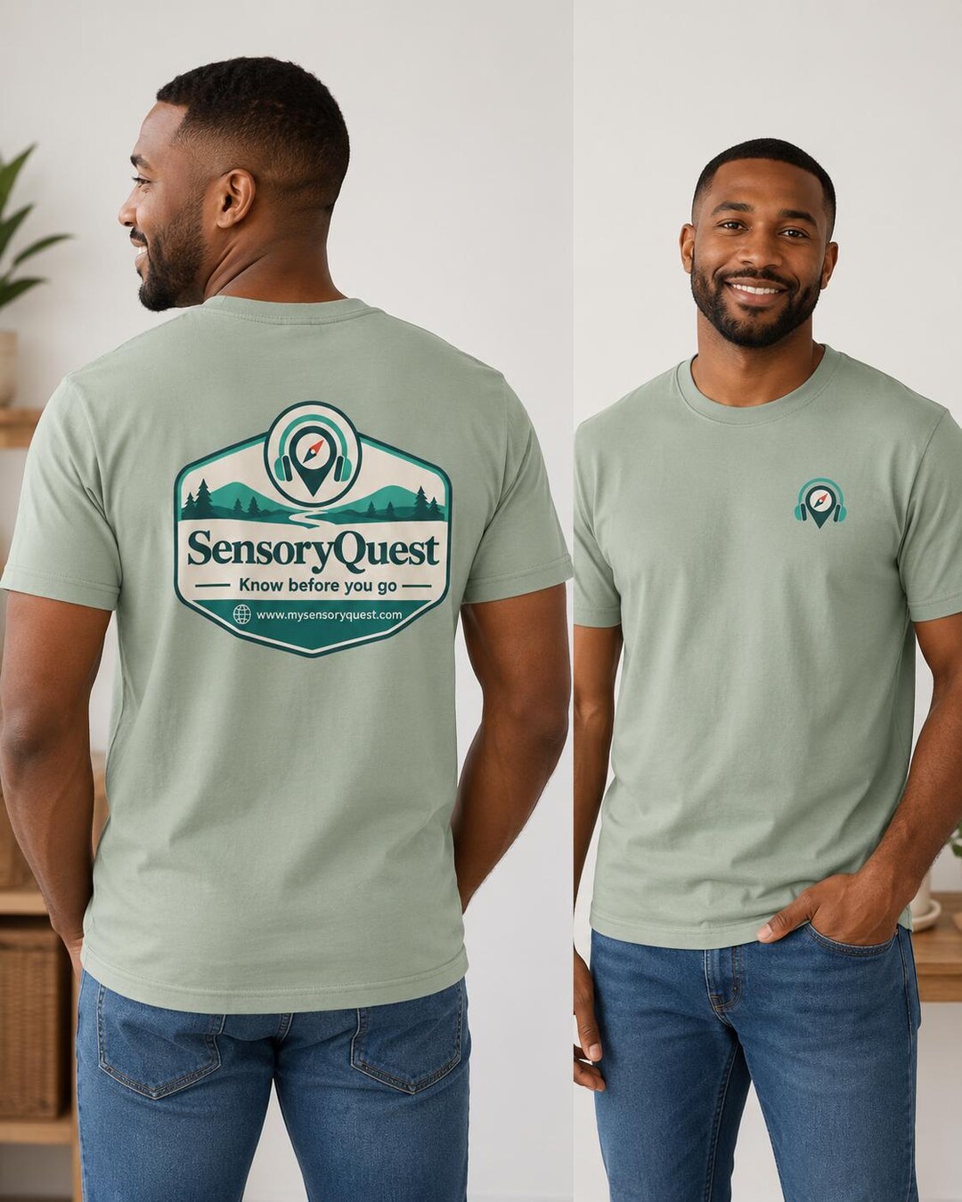 Model wearing the Take SensoryQuest With You Wherever You Go Shirt